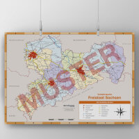 Wandkarte Verkehrskarte Sachsen