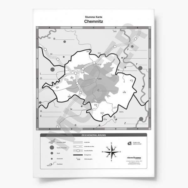 stumme Kreiskarte Stadt Chemnitz